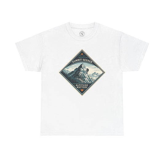 Ink & Thread UK white Summit Seeker Altitude Matters t-shirt with mountain climber diamond graphic