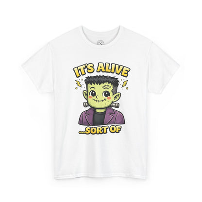 It's Alive Sort Of Frankenstein Halloween T-Shirt in White - Cute Kawaii Monster Design Unisex Tee