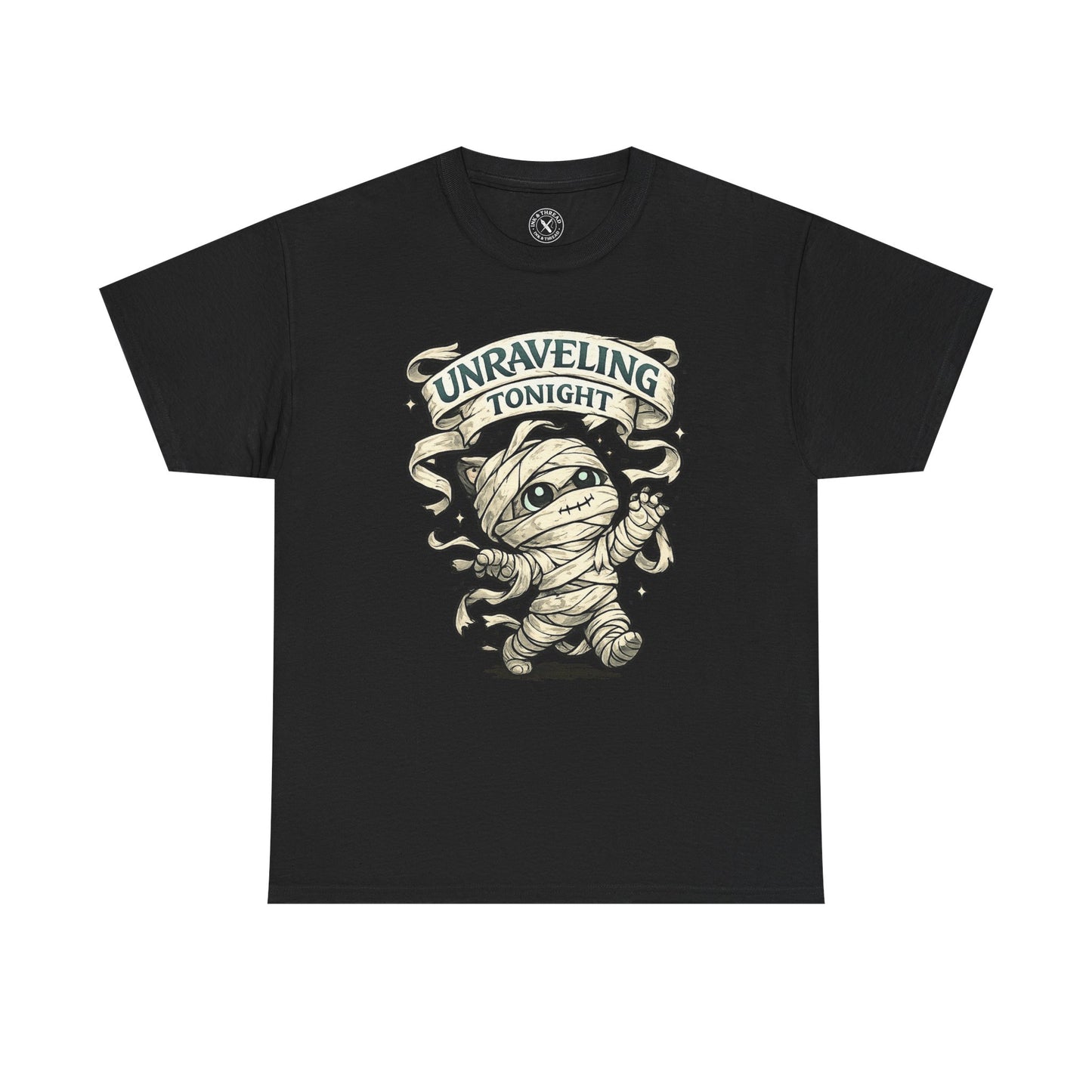 Unraveling Tonight Mummy Halloween T-Shirt in Dark Grey - Cute Mummy Design Unisex Tee