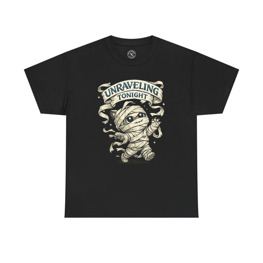Unraveling Tonight Mummy Halloween T-Shirt in Dark Grey - Cute Mummy Design Unisex Tee